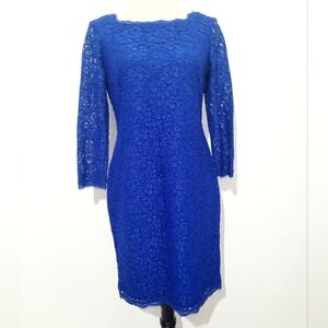 Adrianna Papell Cobalt Blue Lace Dress